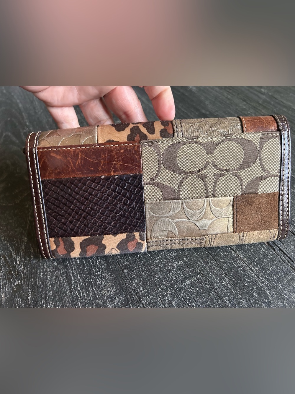 Coach Y2K vintage animal print patchwork long wallet - Picture 3 of 16